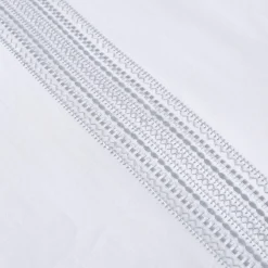 Embroidered Bands Duvet Set White