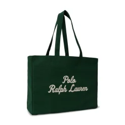 Embroidered Script Logo Canvas Tote Bag