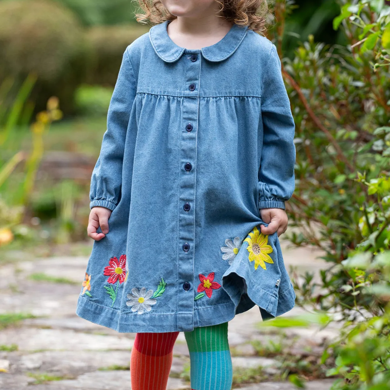 Emma Floral Denim Dress