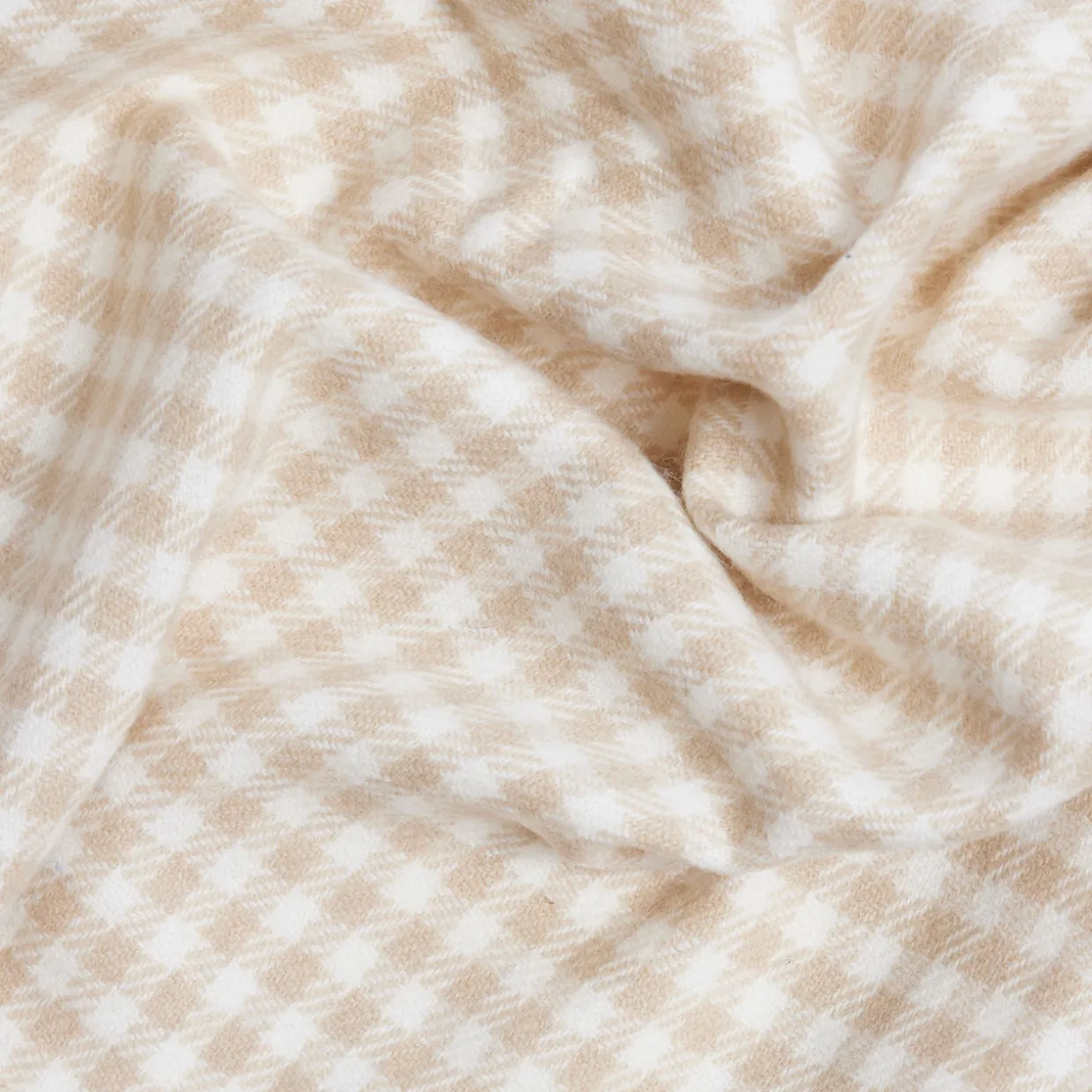 Fawn Gingham Lambswool Baby Blanket