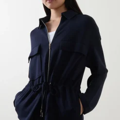 Flap Pocket Drawstring Jacket