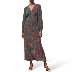 Floral Polka Dot Flared Dress