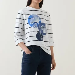 Flower Striped Long-Sleeved T-Shirt