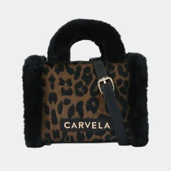 Frame Micro Faux Fur Leopard Print Tote Bag