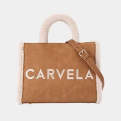 Frame Midi Faux Shearling Trim Tote Bag