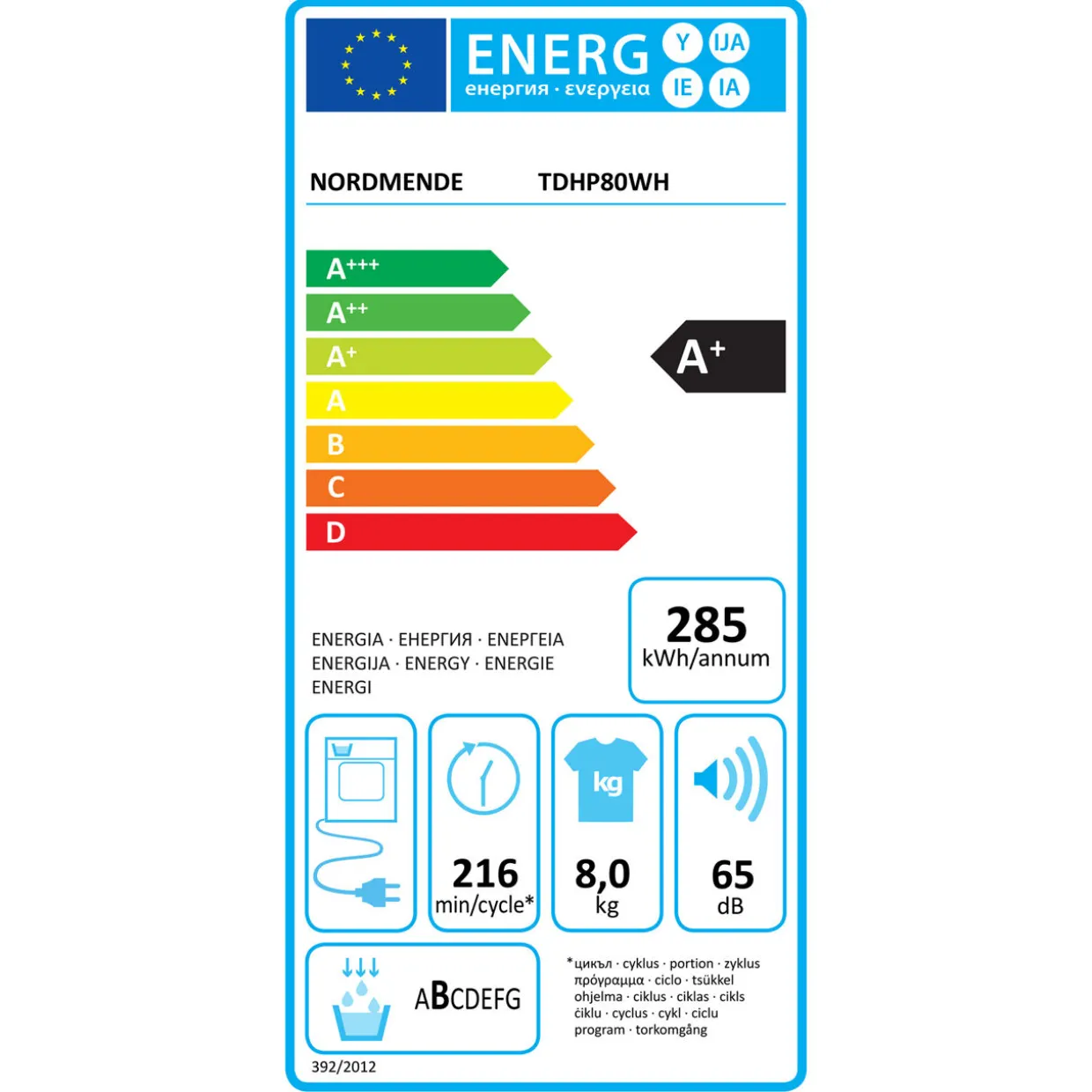 Freestanding 8kg Condenser Tumble Dryer with Heat Pump White
