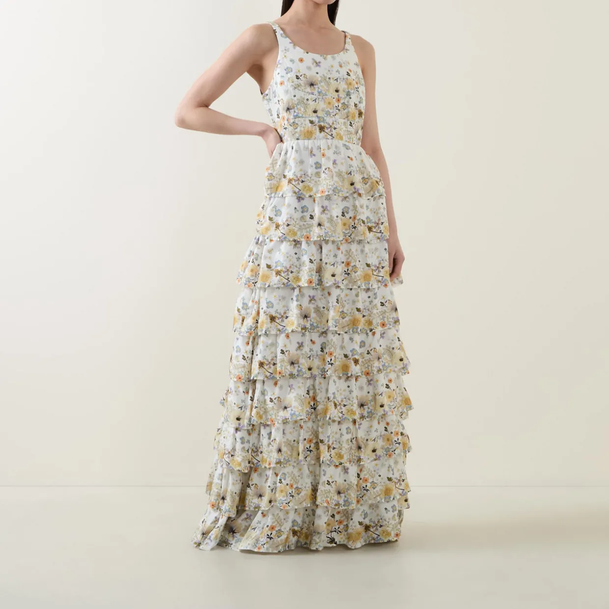 Fruma Silk Floral Tiered Dress