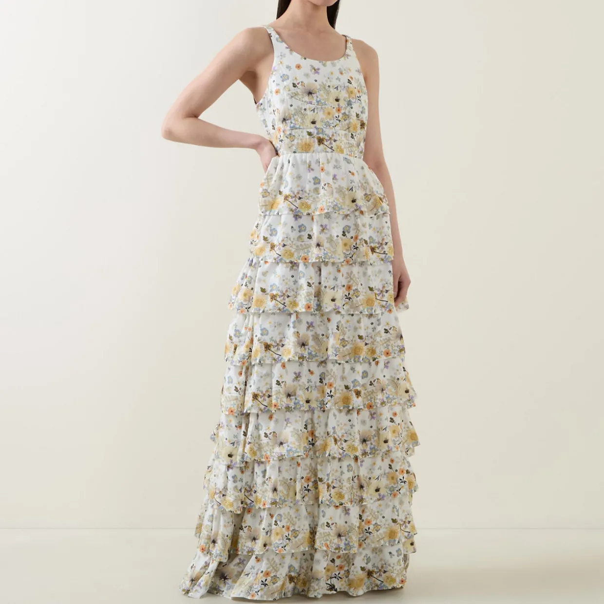 Fruma Silk Floral Tiered Dress