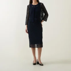 Geometric High-Waist Pencil Skirt
