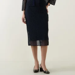 Geometric High-Waist Pencil Skirt