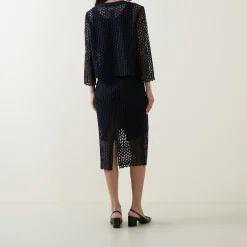 Geometric High-Waist Pencil Skirt