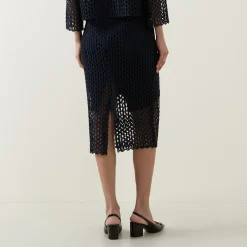 Geometric High-Waist Pencil Skirt
