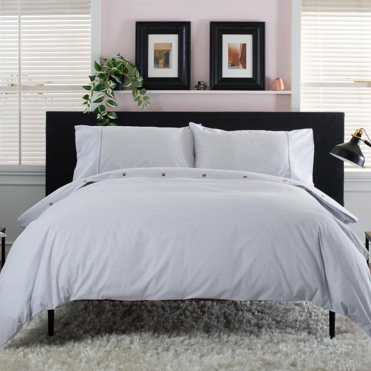 Gingham Duvet Set Grey/White