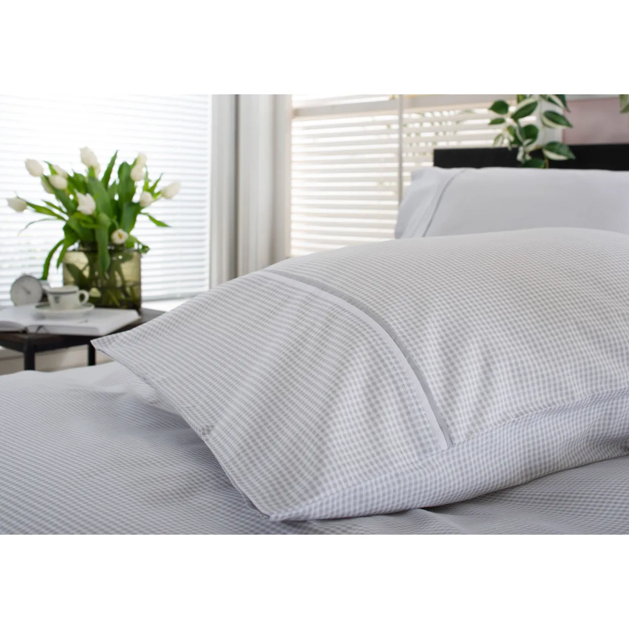 Gingham Duvet Set Grey/White