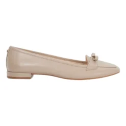 Glows Leather Square Toe Bow Trim Loafers