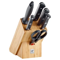 Gourmet 7 Piece Natural Bamboo Knife Block Set