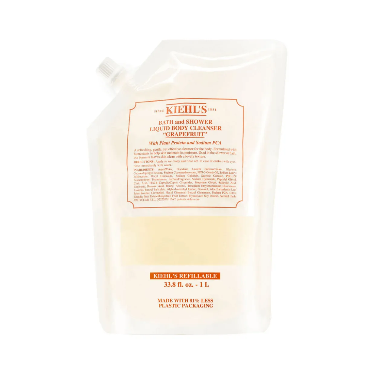 Grapefruit Liquid Body Cleanser 1L Refill Pouch