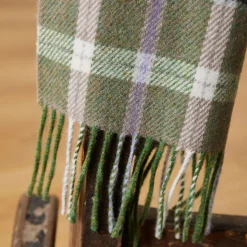 Green and Mink Lambswool Scarf