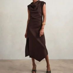 Harlan Draped Asymmetric Flared Dress