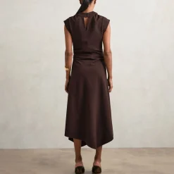 Harlan Draped Asymmetric Flared Dress