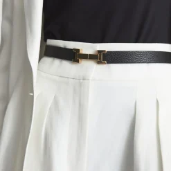 Hayley Textured Narrow Leather Belt