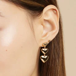Heart Drop Stud Earrings