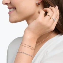 Hearts and White Stones Rose Gold Bracelet
