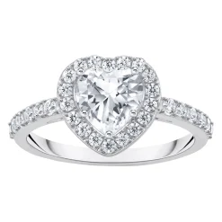 Heart-Shaped Zirconia Halo Ring