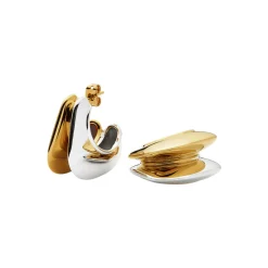 Hera Dome Double Ridge Medium Hoop Earrings