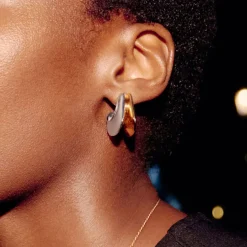 Hera Dome Double Ridge Medium Hoop Earrings