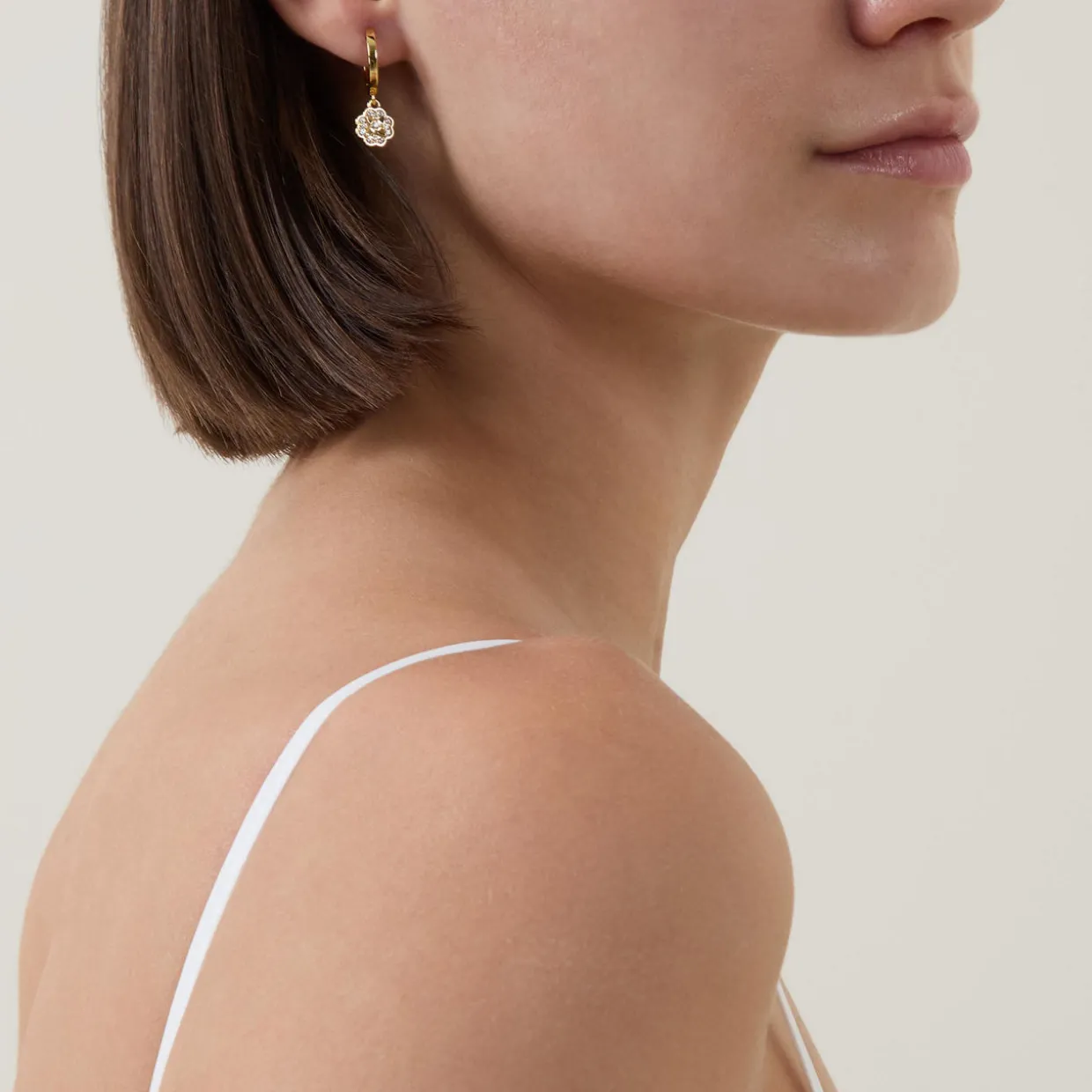 Heritage Bloom Huggies Drop Earrings