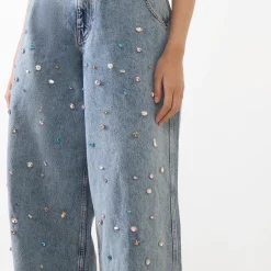 Higg Rhinestone Wide Leg Jeans