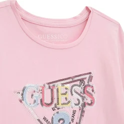 High Low Sequin Logo Top