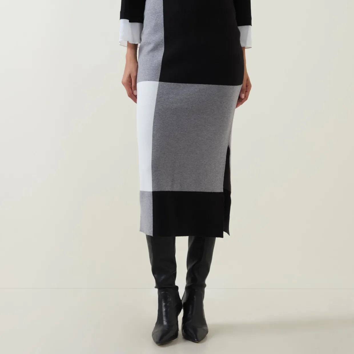 High-Rise Colour-Block Pencil Skirt