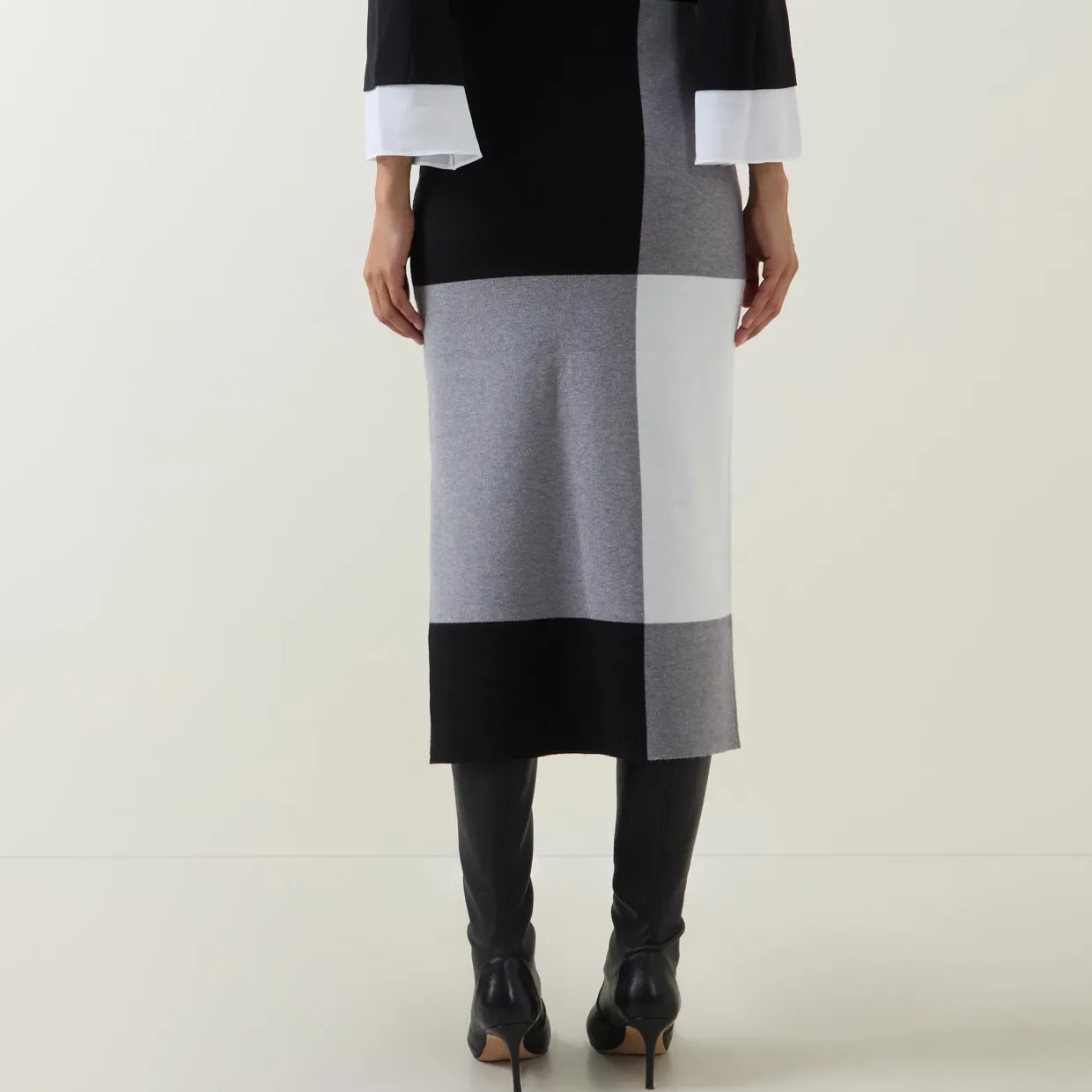 High-Rise Colour-Block Pencil Skirt