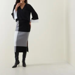 High-Rise Colour-Block Pencil Skirt