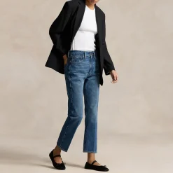 High-Rise Cropped Straight Leg Jeans