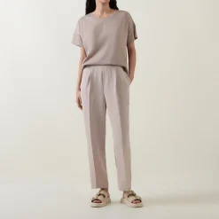 High-Rise Pleated Straight Leg Trousers