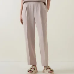 High-Rise Pleated Straight Leg Trousers