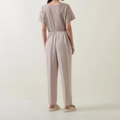 High-Rise Pleated Straight Leg Trousers