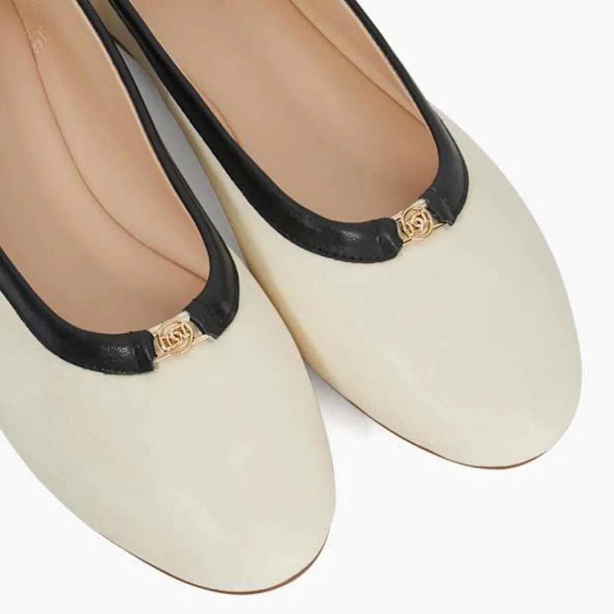 Honestly Monogrammed Logo Trim Ballet Flats