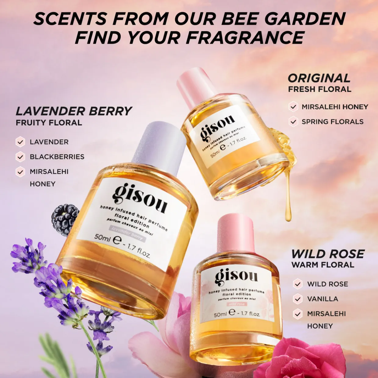 Honey Infused Hair Perfume Floral Edition - Wild Rose