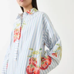 Ihortland Stripe Embroidered Shirt Dress