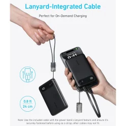 10K PD Power Bank with Usb C-C Cable 22.5 Watt Black