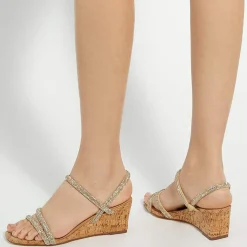 Kalia Embellished Cork Wedge Sandals