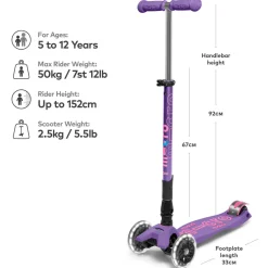 Kids Maxi Micro Deluxe Foldable LED Scooter