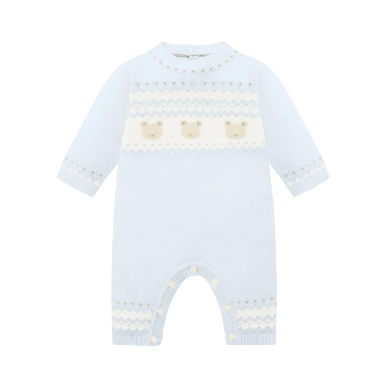 Kristian Knitted Bear Fairisle Bodysuit & Hat Two-Piece Set