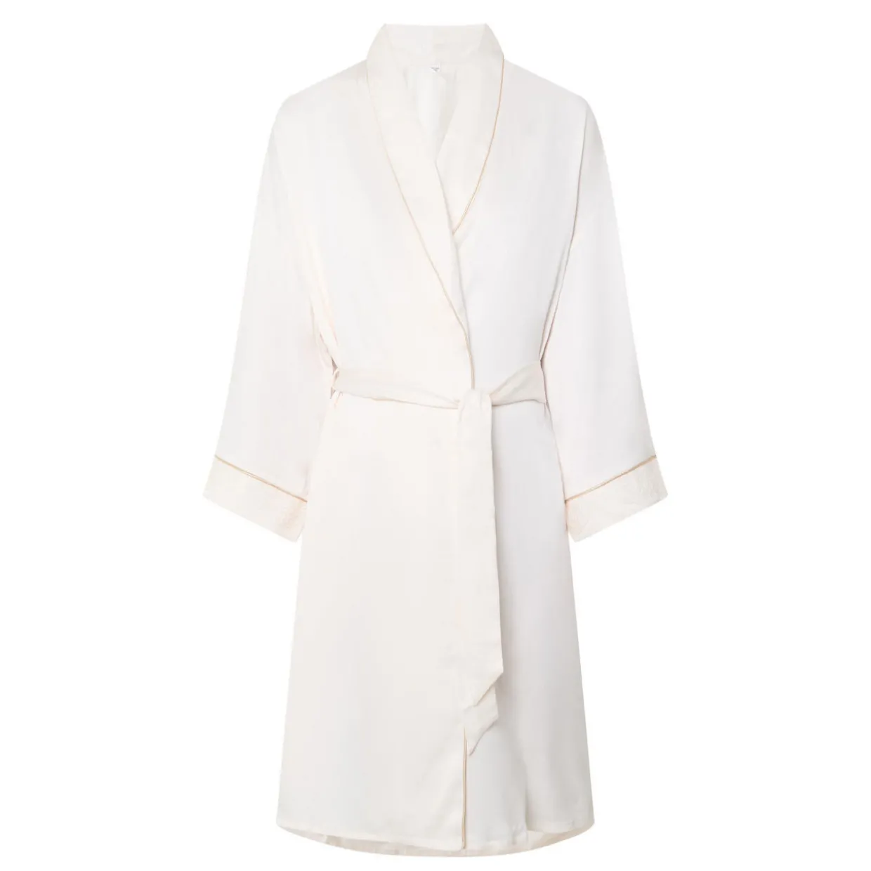 Lace Trim Belted Robe