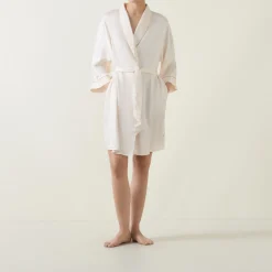Lace Trim Belted Robe