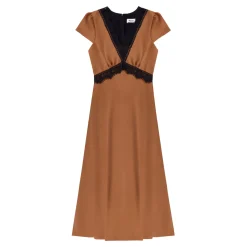 Lace Trim Flared Dress